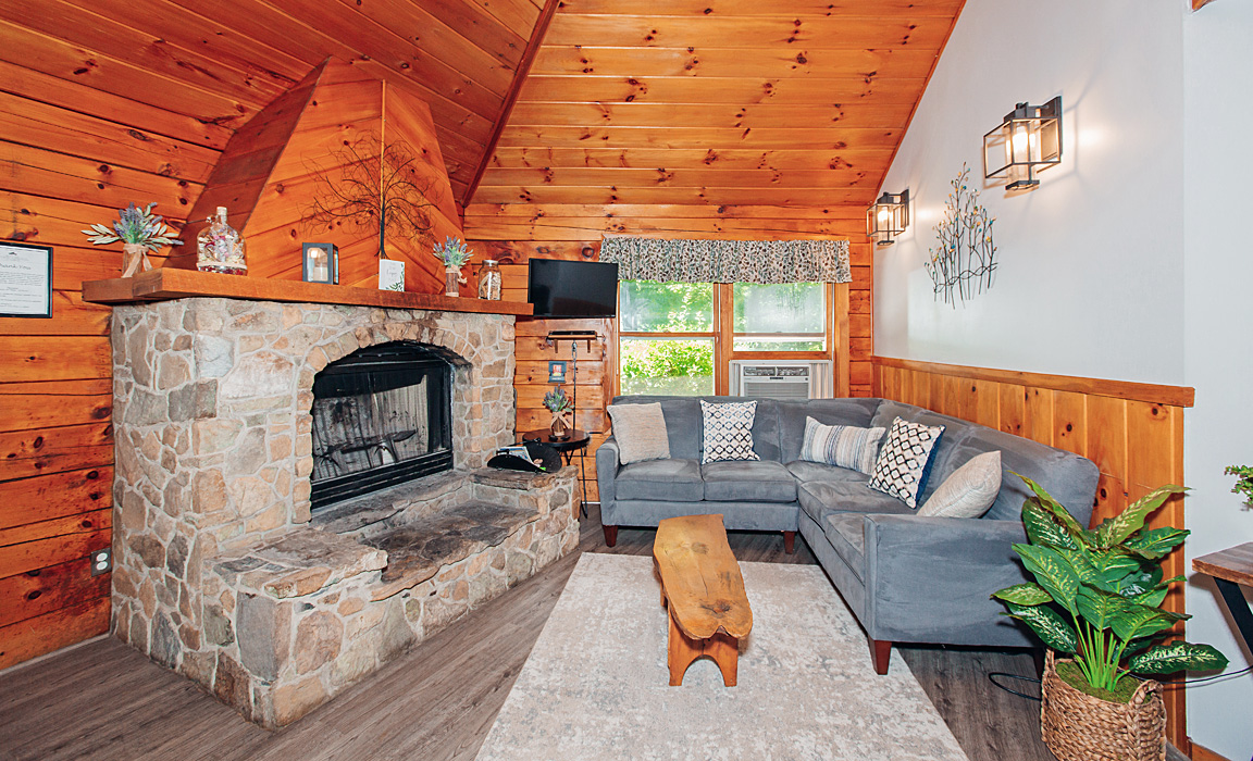 Phenix Cabin Living Room at Ole Mink Farm